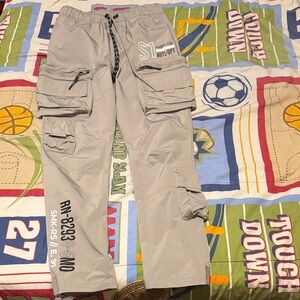Gray Smoke Rise Pants with Multiple Pockets